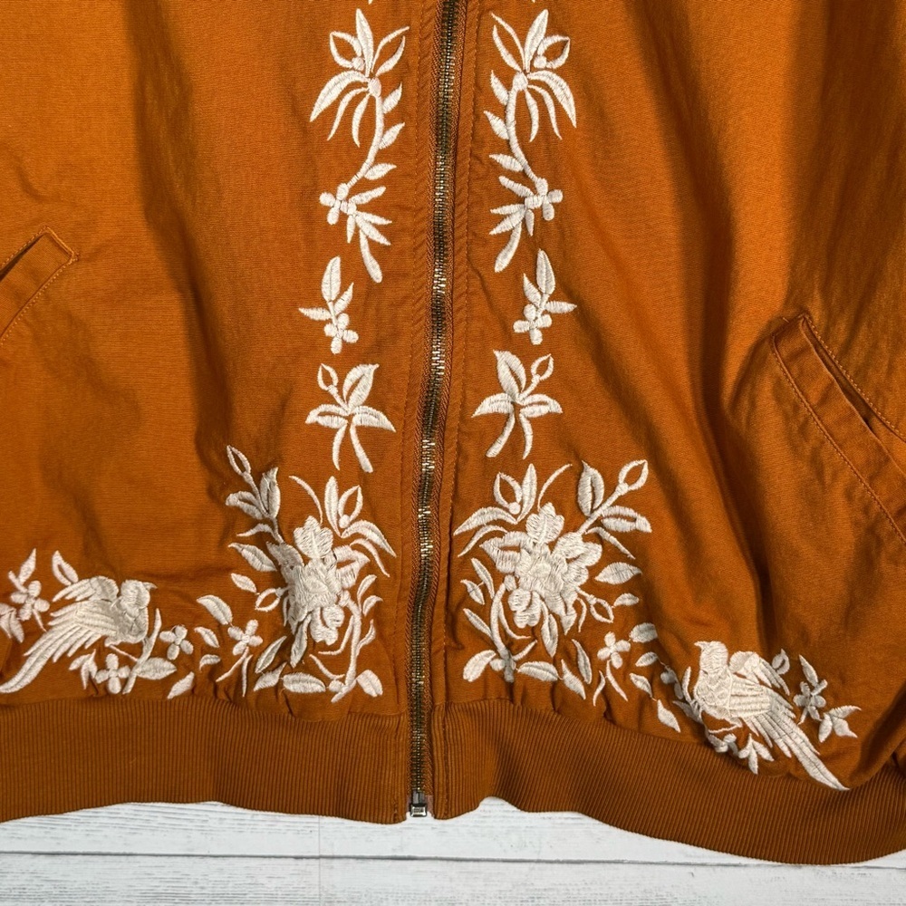 Knox Rose Embroidered Zip Bomber Jacket Womens Plus Sz 3X Cotton Blend - Picture 3 of 6